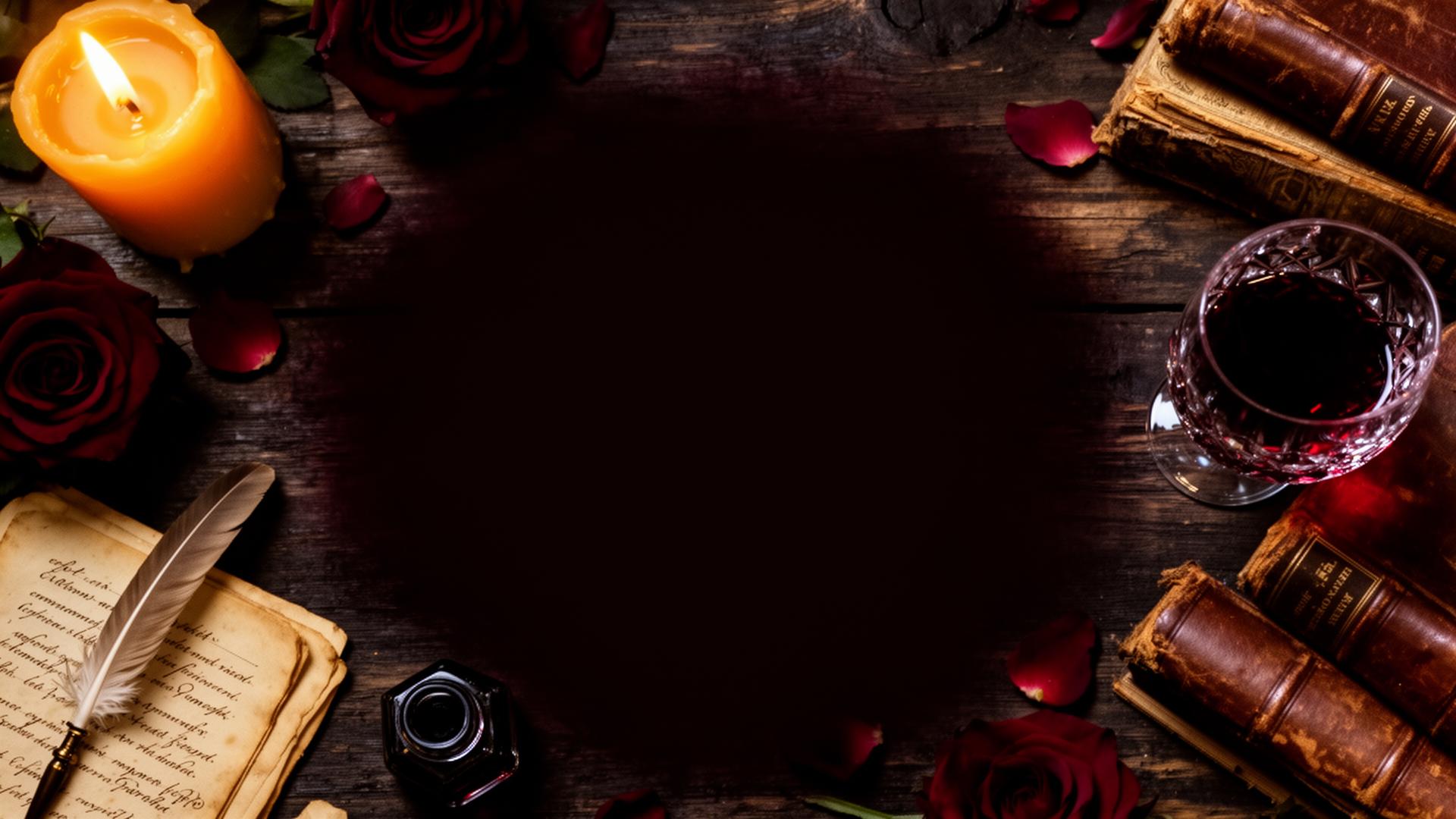 Placeholder — atmospheric editorial image of a candlelit writer's desk